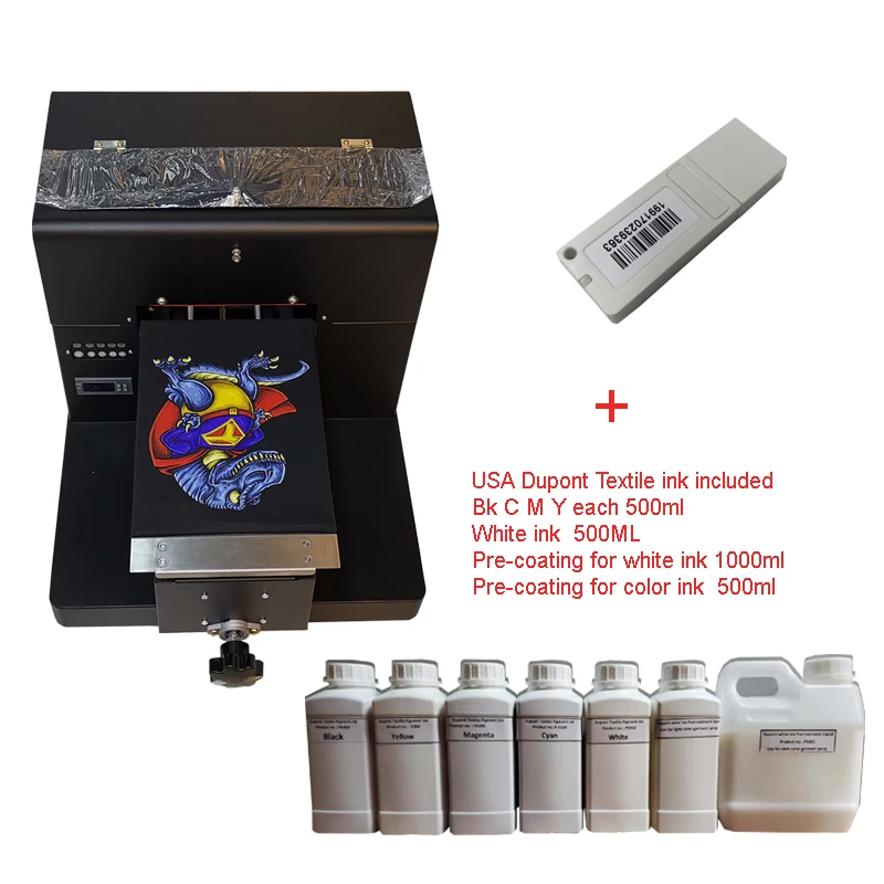  DTG garment A4 size T-Shirt Printer Dark Color garment Print Machine