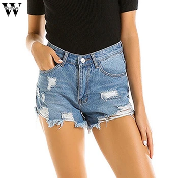 

Womail Shorts Jeans Women 2020 hot Summer blue Denim Shorts High Waist Slim Casual Short Korean Hole Short Pants Ladies clubwear