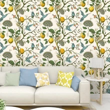 

Retro Self Adhesive Wallpaper Bird Fresh Lemon Tree Peel and Stick Wallpaper Waterproof Prepasted Wallpaper Wall Mural Poster