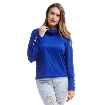 

autumn and winter new women solid turtleneck t-shirt sweater casual loose knitted top
