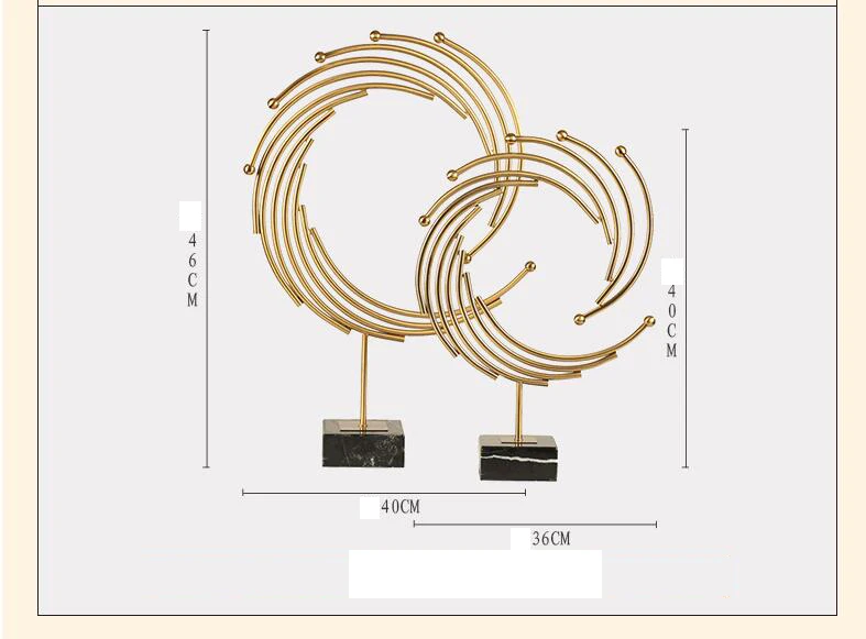 Современная роскошная домашняя металлическая круглая форма фигурки украшение ремесла фэншуй гостиная настольные украшения офисные настольные скульптуры