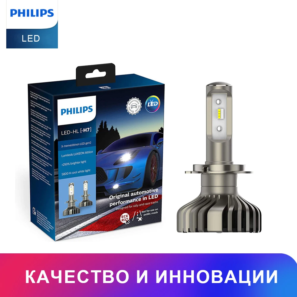 Philips лампы для авто X-tremeUltinon LED лампочки 11972XUWX2 H7 Дальний свет Ближний свет фары для авто примерка