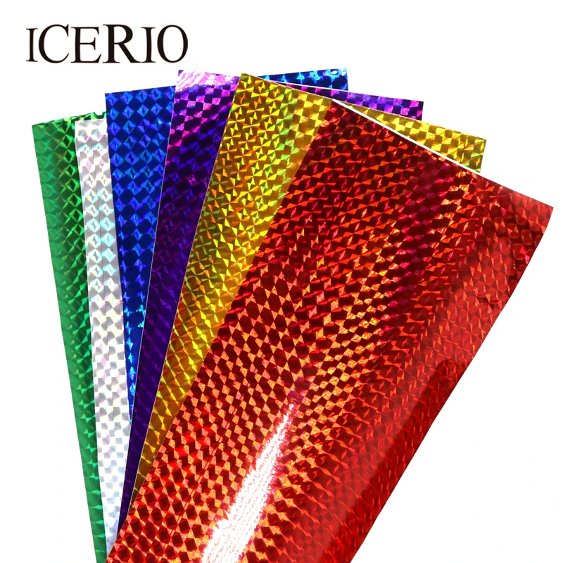ICERIO 6PCS 10*20cm Holographic Adhesive Film Flash Tape for Lure Making Fly Tying Materail Metal Hard Baits Flies Color Sticker fishing lure fly tying thread
