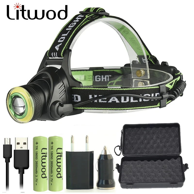

Litwod Z207403 Led Headlamp Headlight 10000LM CREE XM-L2 U2 COB Micro USB Charger Head Lamp Portable Light Torch Lantern