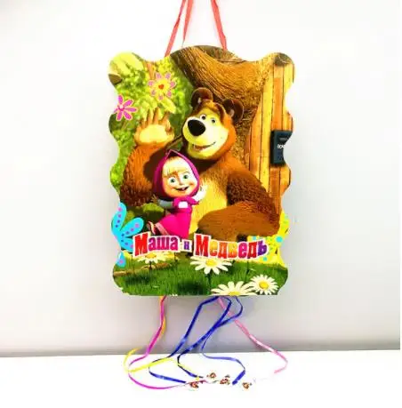 Pinata-1pcs Новые принадлежности для тематической вечеринки Маша и Медведь бумажные кружки, тарелки, салфетки, флаг, шляпа, соломенная детская одноразовая посуда на день рождения - Цвет: Pinata-1pcs