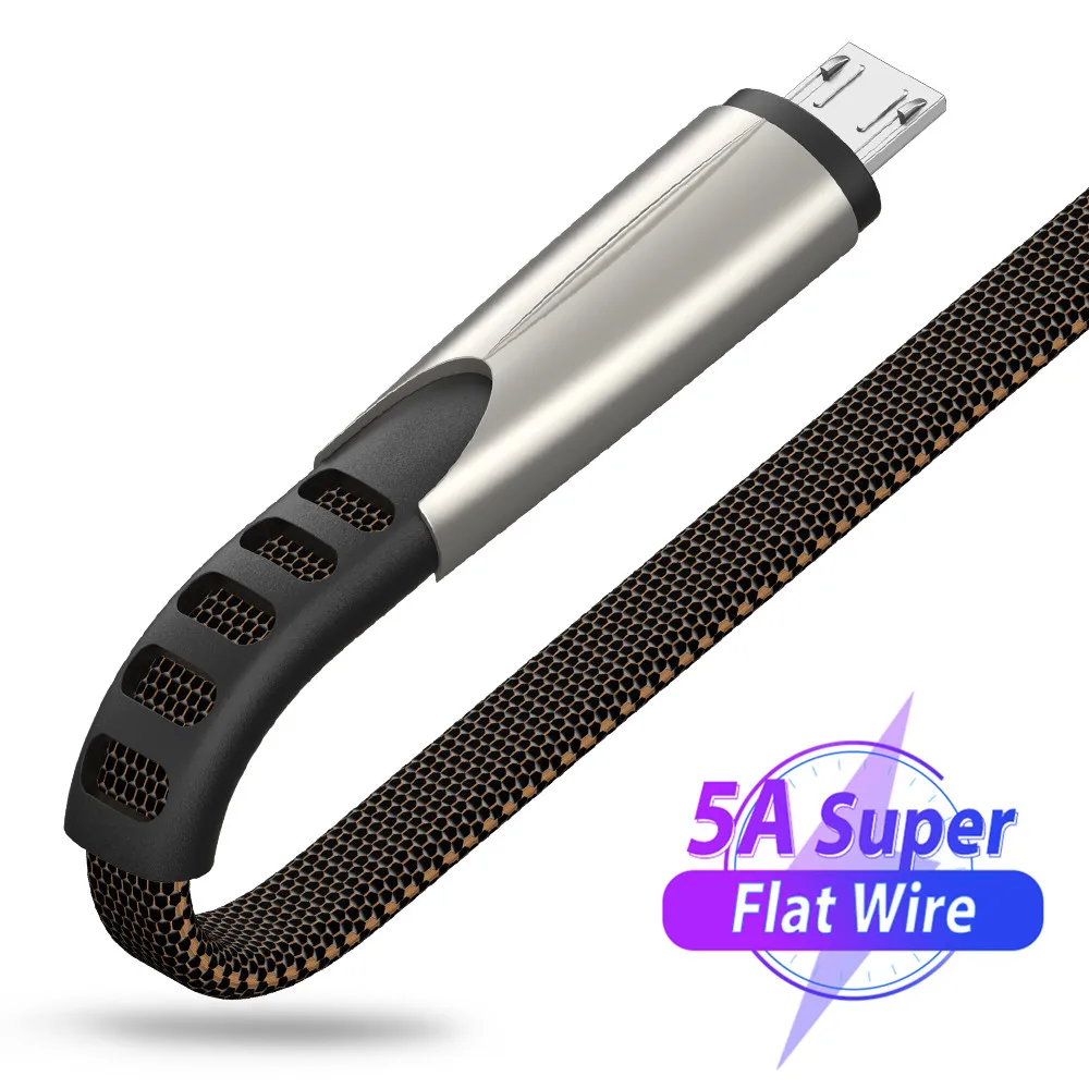 Микро кабель USB для быстрой зарядки 5A и синхронизации данных плоский микро Xiaomi Redmi