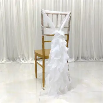 

Wedding Bamboo Chair Decoration Elegant White Chiffon Hoods