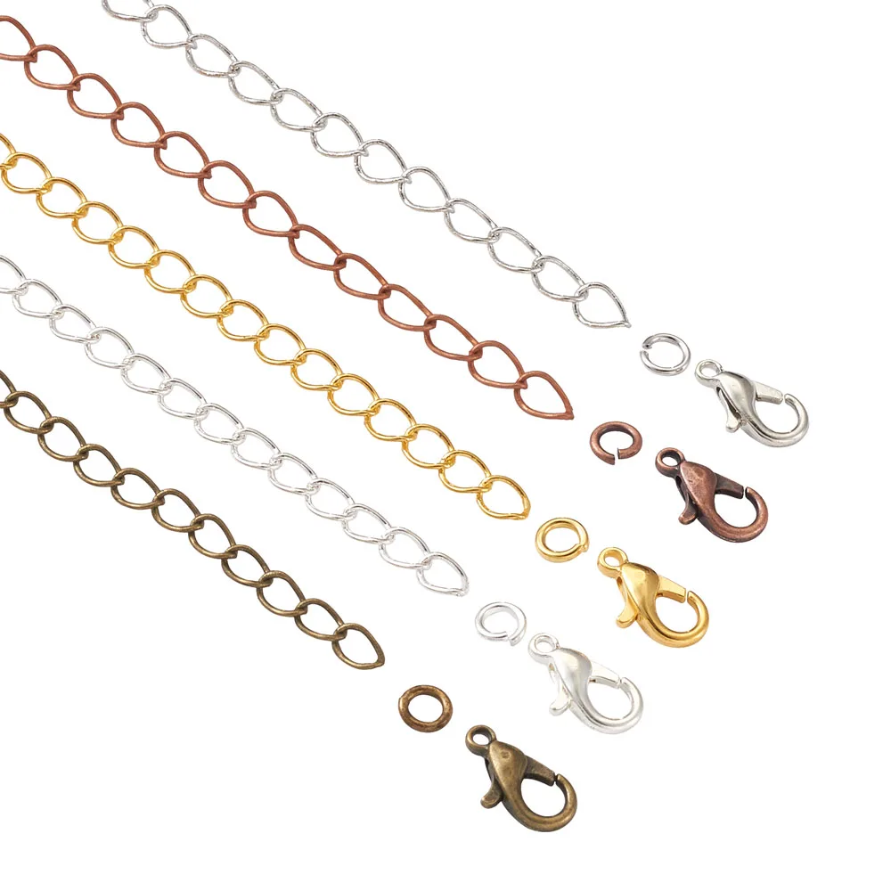 82 Feet 5 Colors Metal Curb Chain Making Link Necklace with Jump Rings Lobster Claw Clasps For DIY Handmade Bracelet | Украшения и