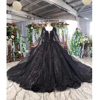 

BGW 3522ht Women Evening Dress Long Black Square Neck Bead Appliques Lace Long Evening Gowns With Cape Abiye Gece Elbisesi