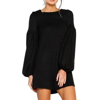 

women Dress Loose Casual Autumn Winter Knitted Sweaters Long Sleeve Dresses Plus Size