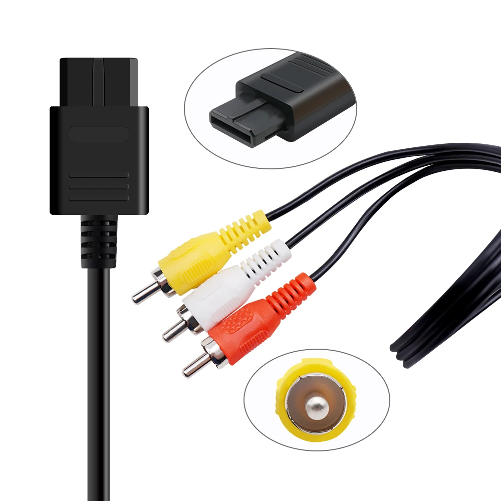 1.8M Av Audio Video A/V Tv Cavo Cavo Rca Per Nintendo 64 N64 Gamecube Ngc Snes Sfc