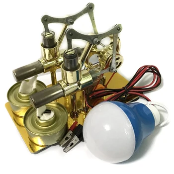 

Engine Metal Double Cylinder Bulb External Combustion Heat Power Engine Model Physics Science Experiment Toy