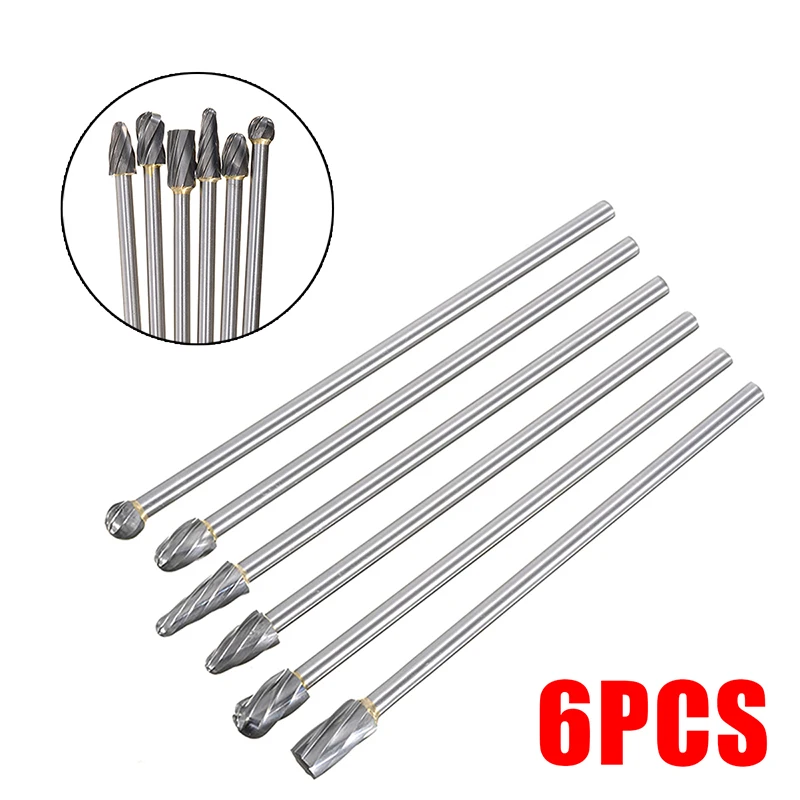 6pcs 10mm Rotary Aluminum Cut Burr 6mm 1//4/" Shank 150mm Long Reach Carbide Burs