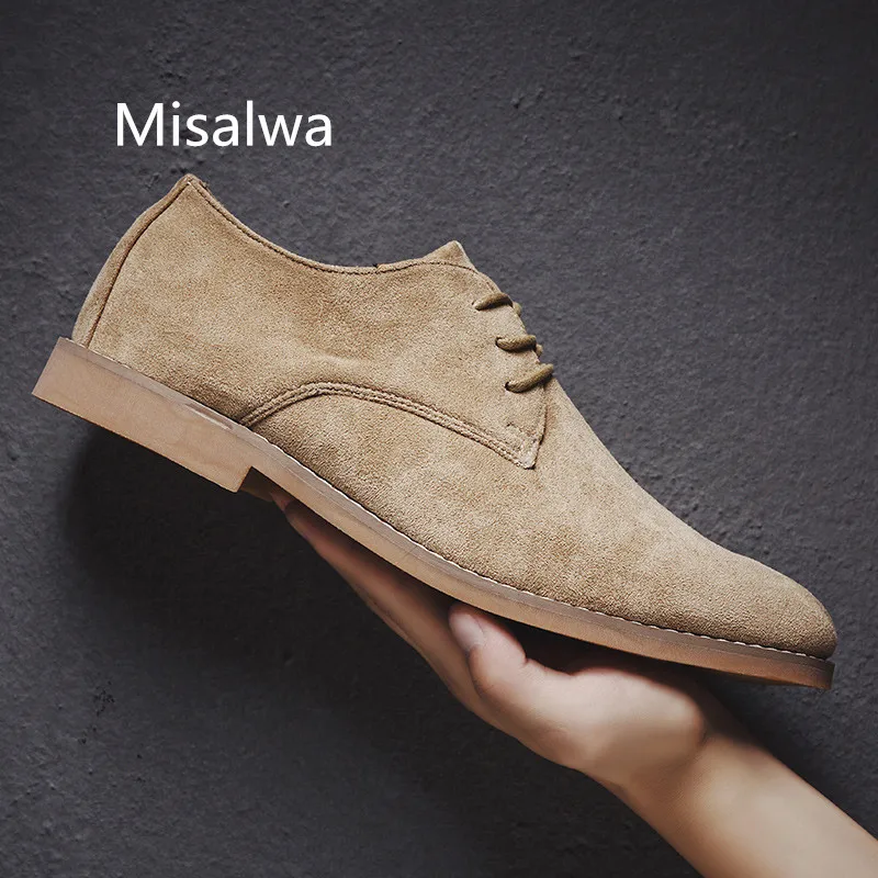 

Misalwa Men Suede Dress Shoes Oxford Wedding Leather Casual Shoes Plus Size Moccasin Male Zapatillas Hombre Red Brown Khaki