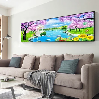 

Full Round Drill Diamond Painting Swan Lake 5D Kit Home DIY Mosaic Picture Decor for Household Living Room Wall Supply