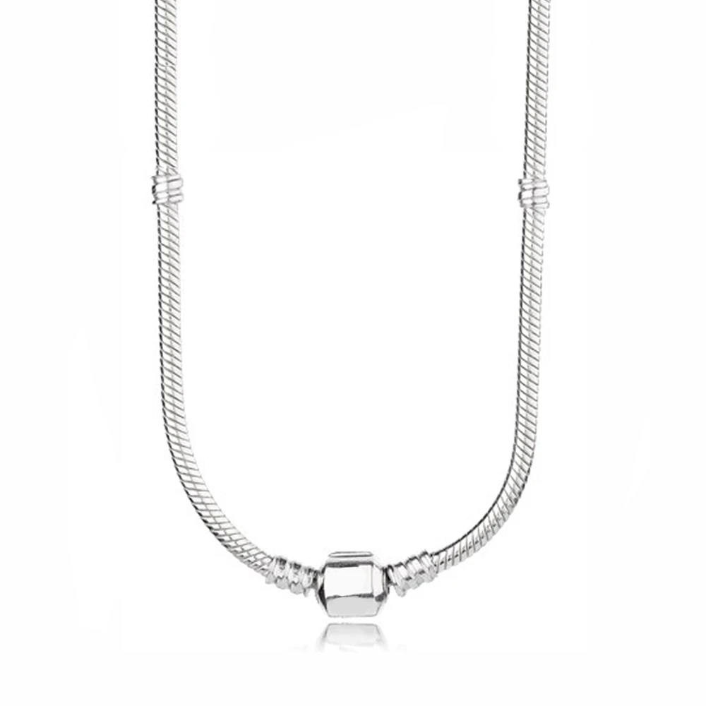 New Original S925 Sterling Silver Fashion Pendant Round Heart Necklace Women's Logo Fine Jewelry - Окраска металла: 60cm