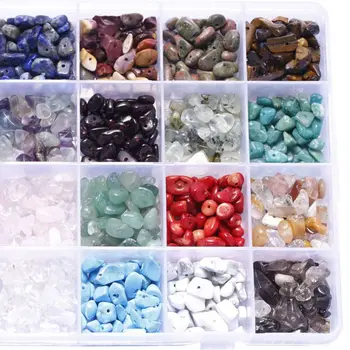 

24 Grids Gemstone Beads Irregular Assorted Box Set Loose Bead for Jewelry Making N58F