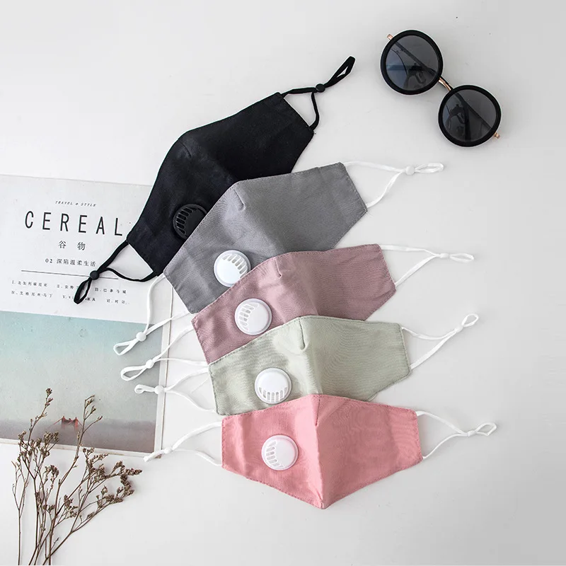 Маска для лица хлопковая многоразовая с клапаном Пылезащитная Черная |