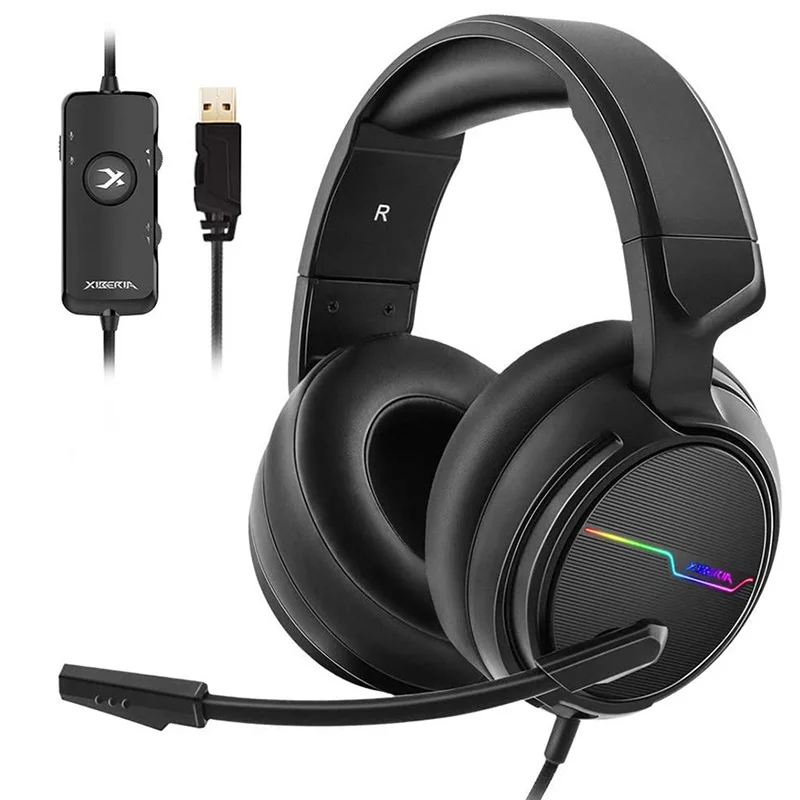 Игровые наушники UNITOP Xiberia V20 гарнитура USB 7 1 для ПК игровые компьютерные басовые