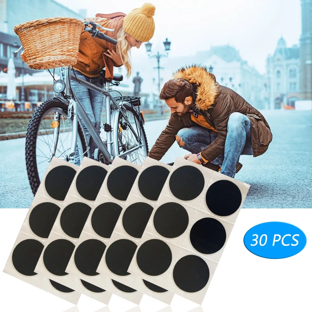 Small And Convenient Round Rubber Patches For Mtb Bike Tyre Puncture Repairing 30pcs Tire Patch Cycling Bicycle Repair Tools Set | Спорт и