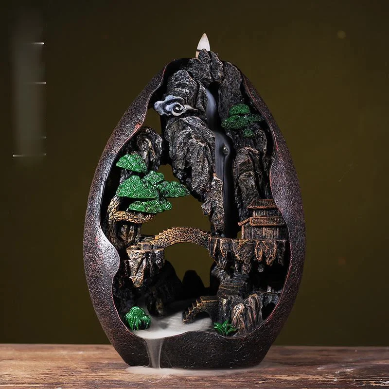 

New Alpine Water Backflow Incense Burner Resin Crafts Sandalwood Zen Creative Backflow Incense Burner Home Decoration Ornaments