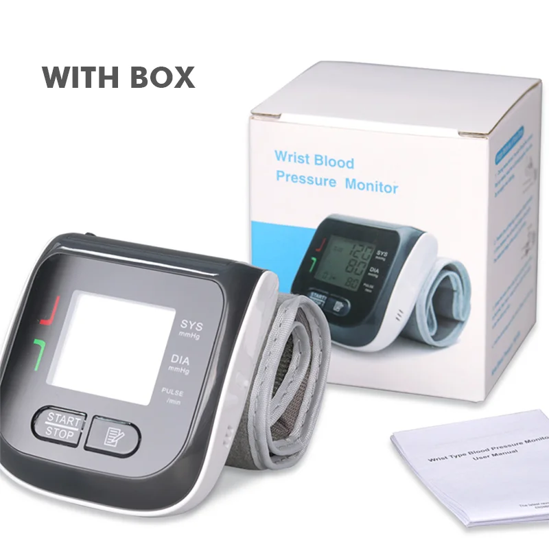with box Домашний тонометр для запястья Portble Монитор артериального давления медицинское оборудование аппарат для измерения давления пульсометр - Цвет: with box