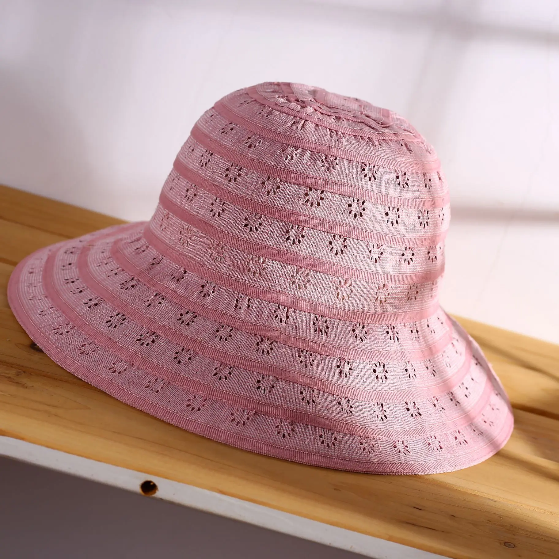 

Spring Summer Women's Bucket Hat Korean-style Topee Japanese-style Sun Protection Hat Foldable Sun Hat Hollow out Decorative Pat