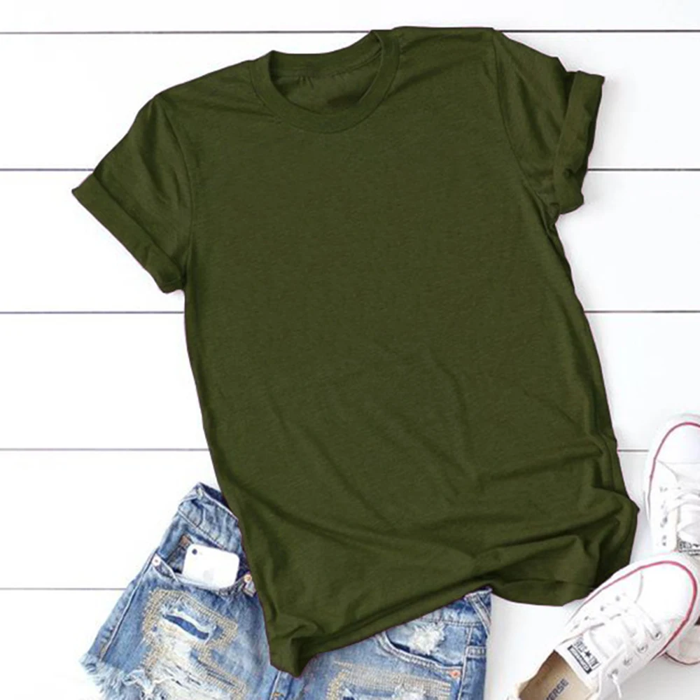 Летняя Новинка плюс размер сплошной цвет короткий рукав армейский зеленый футболка для мужчин и женщин Топы S M L XL XXL XXXL