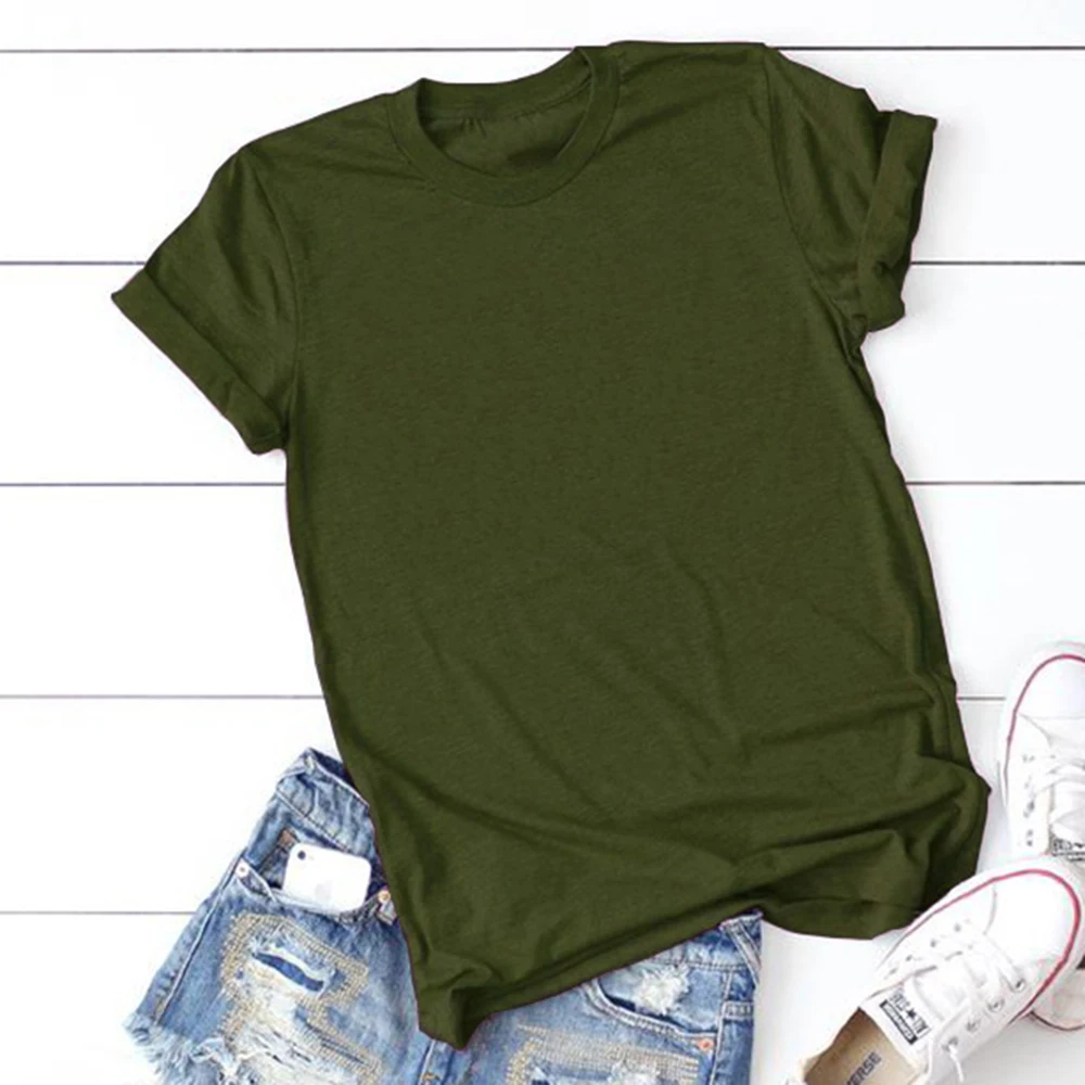 

2019 Summer New Plus Size Solid Color Short Sleeve Army Green T Shirt Men Women Tops S M L XL XXL XXXL