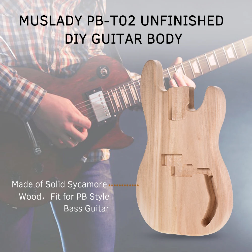 Muslady PB-T02 незавершенная электрогитара корпус Sycamore деревянный пустой корпус гитары для PB Стиль бас-гитары diy части