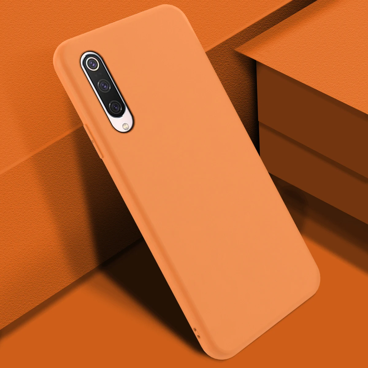 For Xiaomi Mi 9 Pro 5G Back Case Slim Fit Soft TPU Phone Case Built-in Velvet Material Anti-Scratch Protective Cover Gemstone - Цвет: Coral Orange