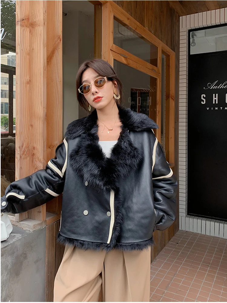 Женская кожаная куртка rf2017 авиаторская из натуральной овчины в Тоскане большие