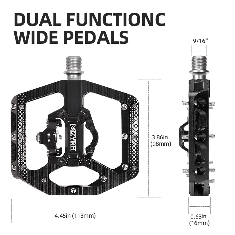 Pédales Plates Vélo Ultra-légères 7075 Alu, 3 Roulements, 100x100mm