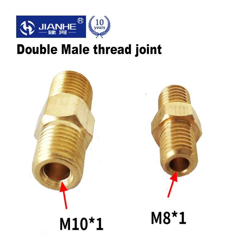 

M8*1 M10*1 R 1/8 Double Male thread joint/tubing joint/lubricating pump accessories/distributor double pipe joint/fitting