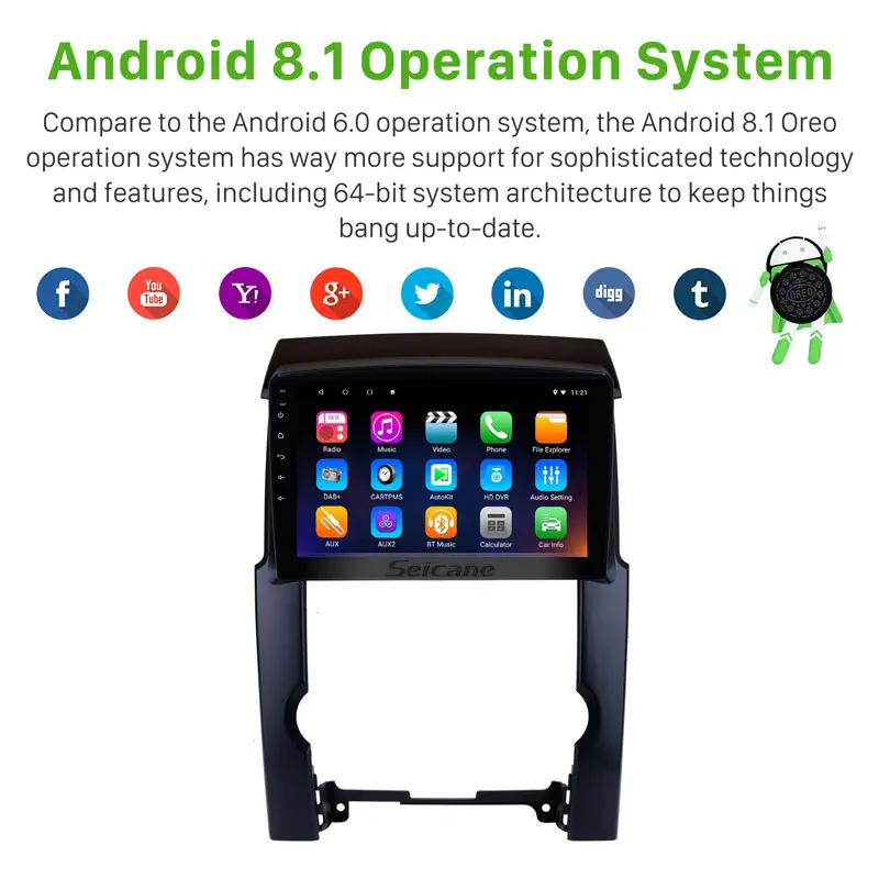 Excellent Seicane 10.1 inch  Touchscreen Android 9.0 Car Radio For KIA Sorento 2009 2010 2011 2012 GPS Auto Stereo Multimedia Player 1