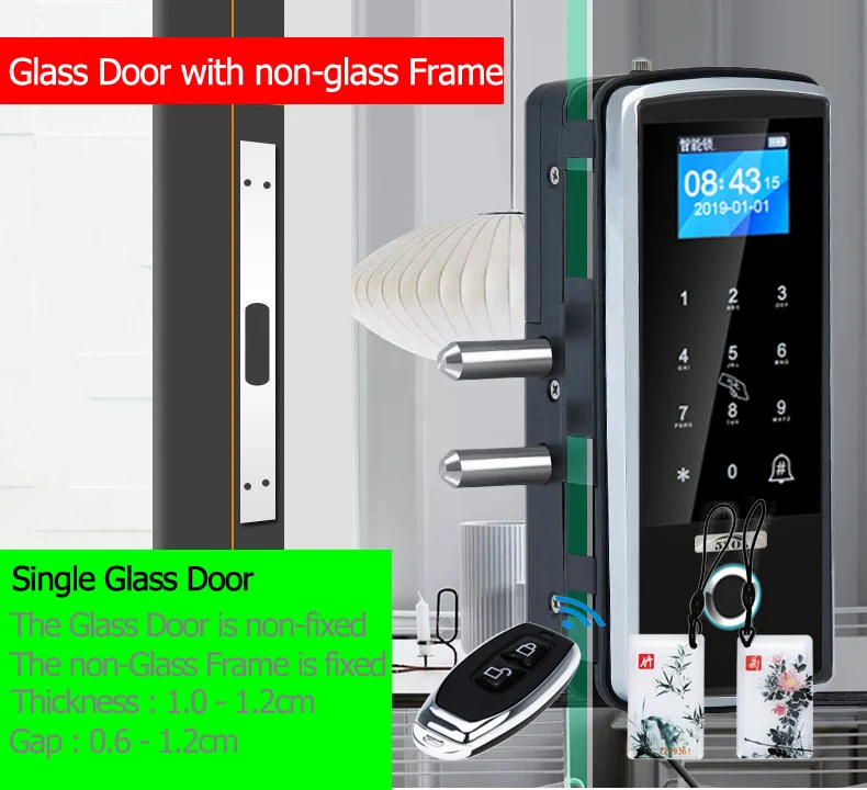 Smart Door Fingerprint Lock Electronic Digital Gate Opener Electric RFID Biometric finger print security Glass Password Card - Цвет: RC Frame not Glass