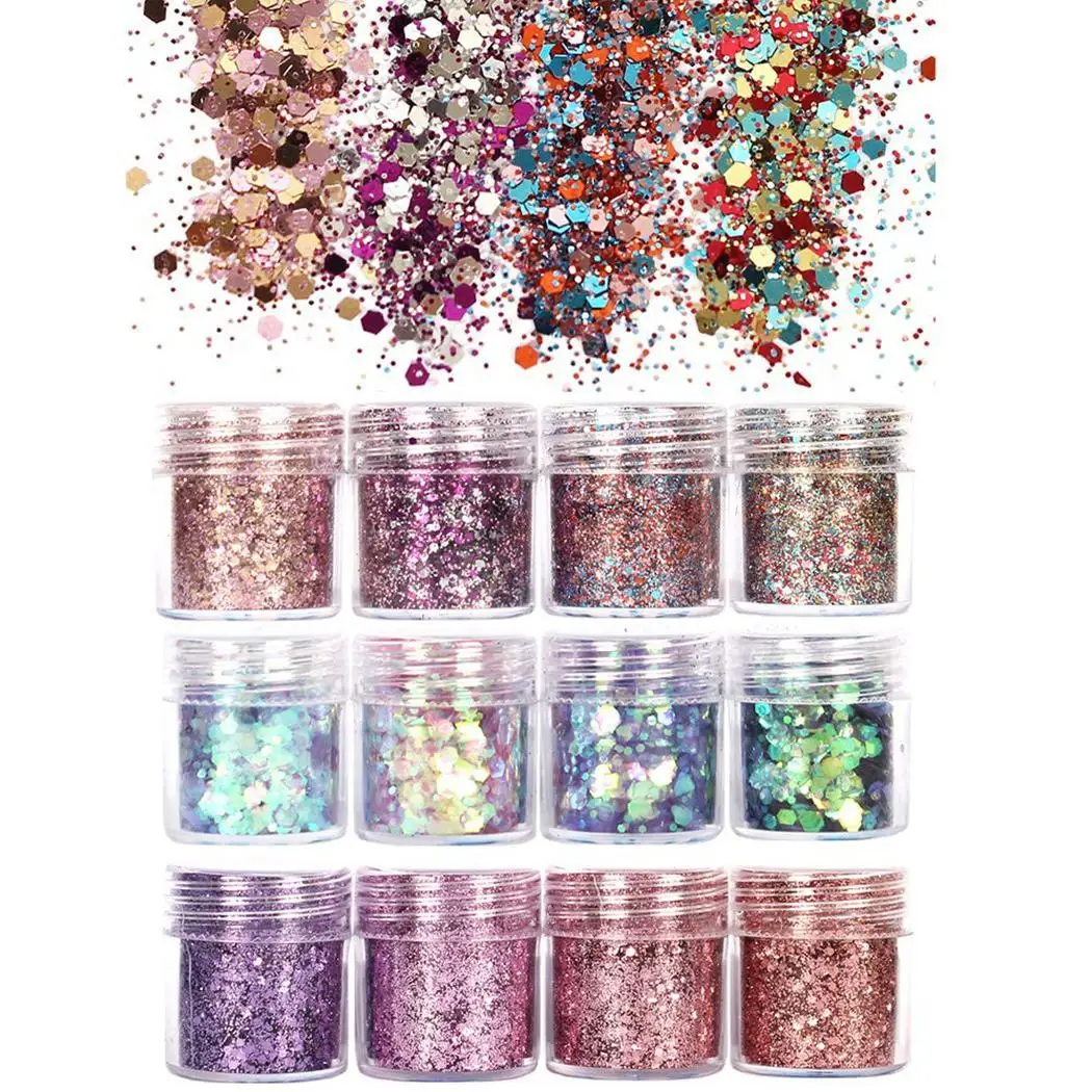 

Mixed Nail Powder Sequins Glitter Face Eye Multicolor Shadow Body Nail Art Decor