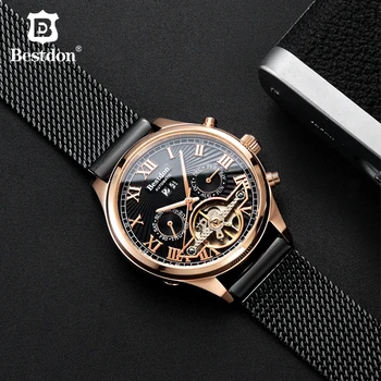 

Switzerland Tourbillon Mechanical Watch Men Bestdon Waterproof Calendar Automatic Watch Top Luxury Brand Relogio Masculino 7134G