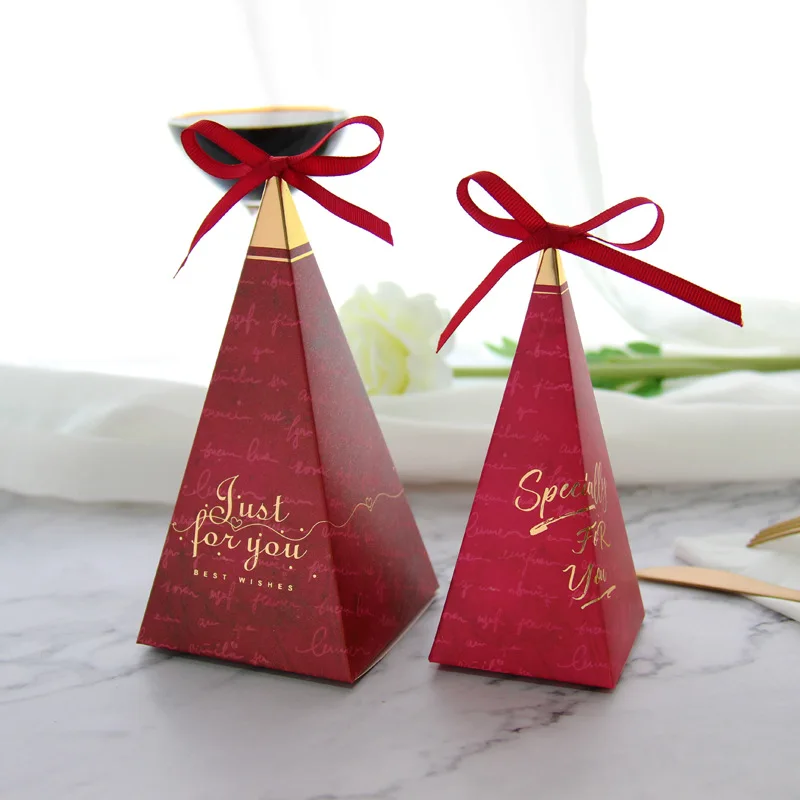 Новая пирамида Свадебные любимые подарочные коробки только для вас печатные шоколадные печенье бумажная коробка для конфет для специальной партия поддерживает поставки - Цвет: Red Box Red Ribbon