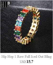 Хип-хоп популярные Bling Iced Out кубинская цепь медь циркон кольцо для мужчин женщин ювелирные изделия золото серебро