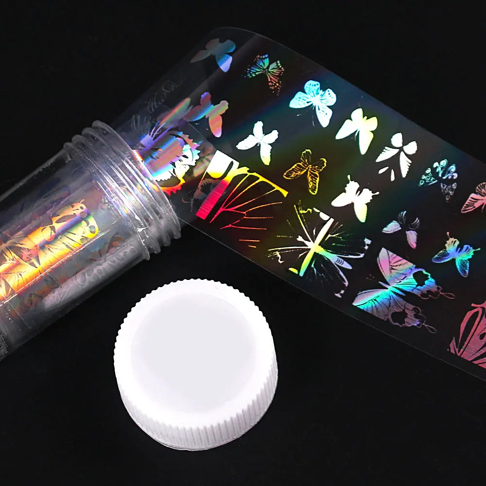 

4-100cm Leaf Punk Smiley Multi-element Nails Transfer Foils Butterfly Line Geometry Pattern Design Nail Art Stickers Decal Paper
