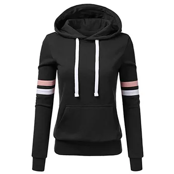

Women Stripe Sweatshirt Long Sleeve Blouse Hooded Pocket Pullover Harajuku Sweatshirt Clothes Hoodie Sweatshirt Tops #YL10