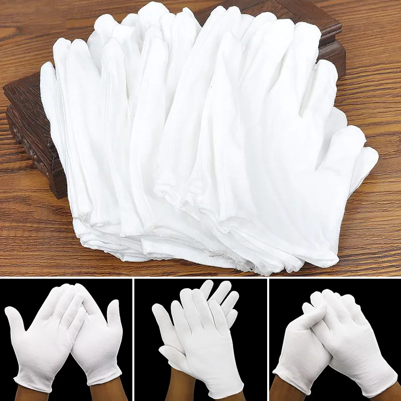 Men Women White Full Finger Cotton Gloves High Elastic Etiquette Waiters Drivers Jewelry Workers Mittens Sweat Gloves 1 Pairs cotton gloves,cotton work gloves