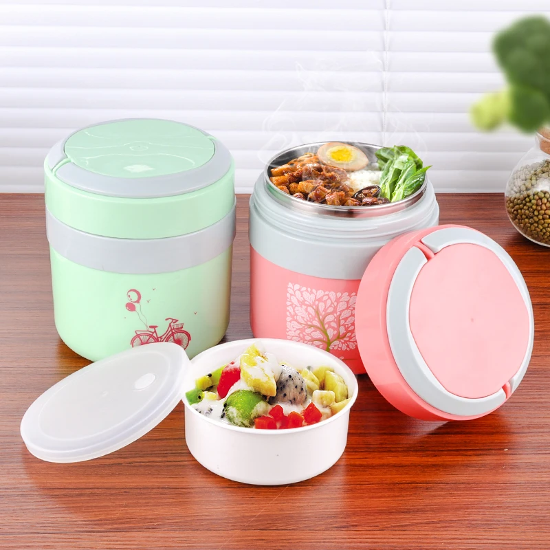 

1500ML Stainless Steel Thermal Bento Lunch Boxes Double Layer Leak-Proof Food Container For Kids Student Picnic School Portable