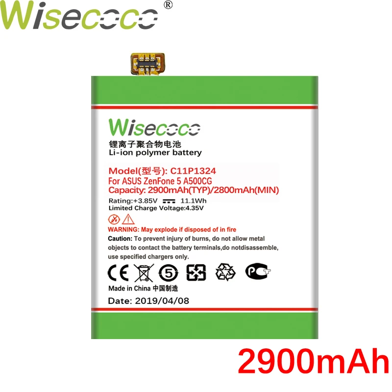 Wisecoco Новинка 2050 мАч C11P1324 батарея для ASUS ZenFone 5 Z5 A500CG A501CG A500KL T00F T00J высокое качество с номером отслеживания - Цвет: 2900mAh