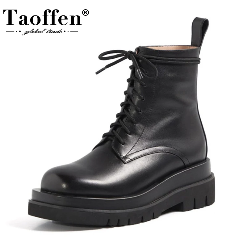 Женские офисные Ботинки TAOFFEN зимние высокие ботинки размеров 34-39 из натуральной