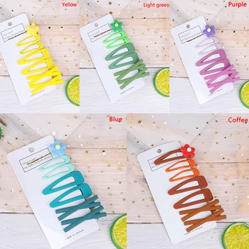 

7PCS Girls Water Drop BB Clip Candy Colors Cute Flower Geometric Hair Clips Sweet Hairpins Headband Barrettes Hair Accessories