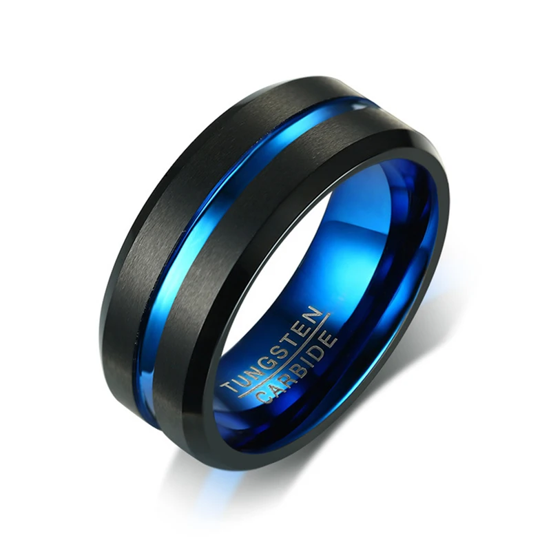 Wedding Rings Finger Rings Jewelry Rings Ring Jewelry 8MM Men's Stainless Steel Rings Colorful Groove Beveled Edge Wedding Engagement Ring Men's Anniversary Jewelry