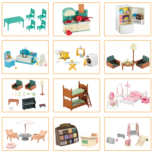 Toys Doll Forest Family Montessori Kitchen Miniature Doll House 1/12 Toy Kitchen Accessories Dollhouse Furniture Toys for Girls 1