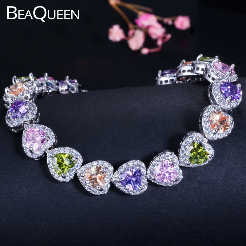 BeaQueen очаровательная любовь сердце Cut Дамы многоцветный Циркон циркония